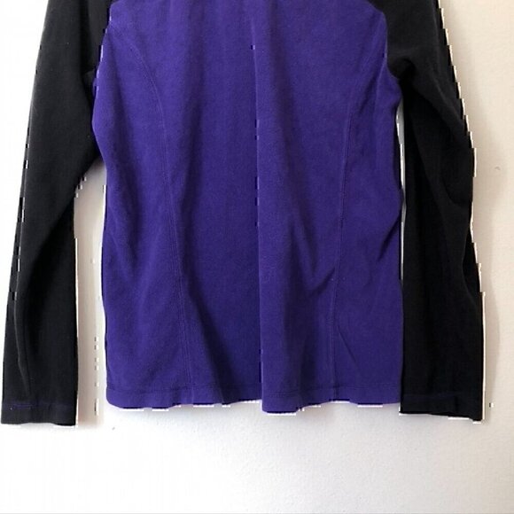 COLUMBIA Purple Black Colorblock 1/4 Zip Quarter Zip Fleece Sweatshirt Top Large - Picture 10 of 10